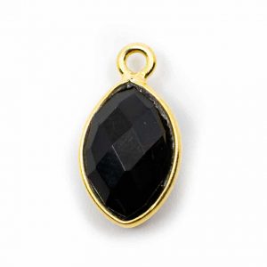 Gemstone Pendant Black Onyx 925 Silver & Gilded (12 mm)