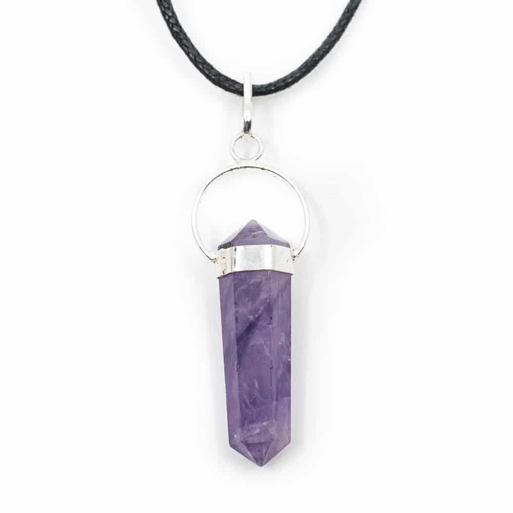 Pendant Amethyst Double Pointed Silver Colored