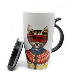 Cup Red Cat with Tail Handle - 400ml
