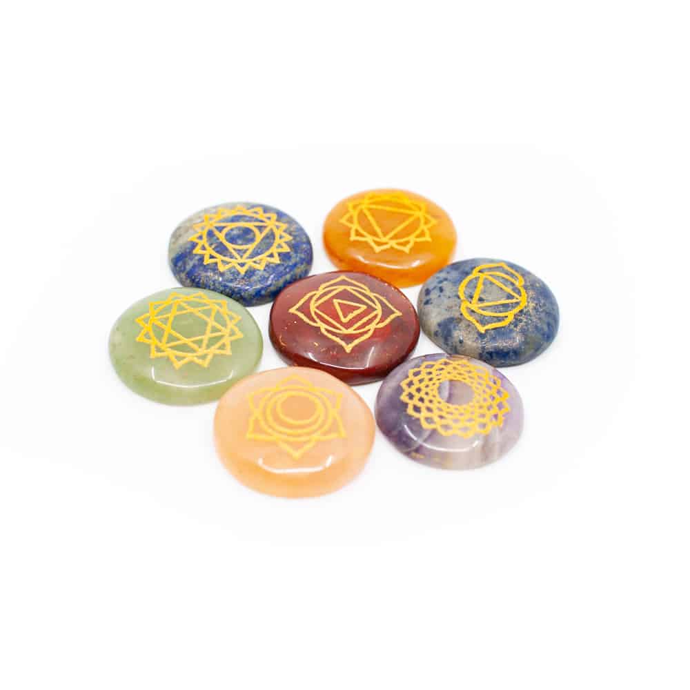 7 Chakra Gems with Gold Symbols