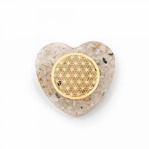 Orgonite Heart Moonstone with Copper Flower of Life