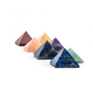 Set of 7 pyramid-shaped stones in the Chakra colours