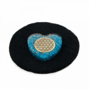 Orgonite Heart Turquoise with Copper Flower of Life
