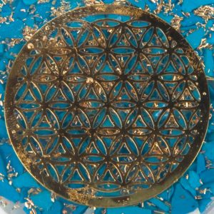 Orgonite Heart Turquoise with Copper Flower of Life