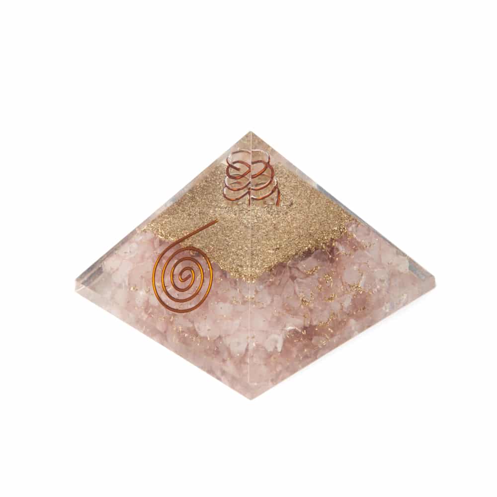 Orgone Pyramid Rose Quartz Copper Spiral (70 mm)