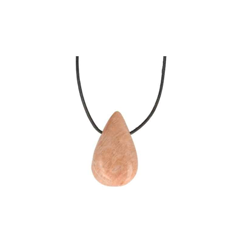 Drop Shaped Pendant of Orange Moonstone - A-Quality