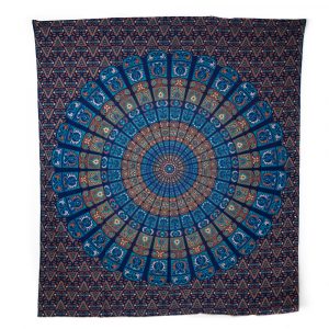 Tapestry Mandala Cotton Blue/ Orange Authentic (240 x 210 cm)