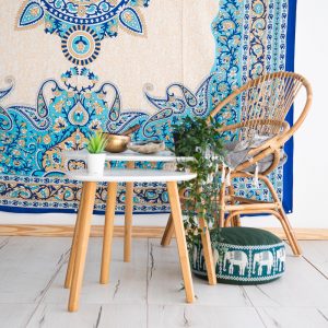 Tapestry Mandala Cotton Blue Flowers Authentic (240 x 210 cm)
