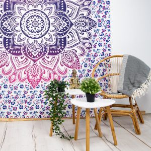 Tapestry Mandala Cotton Blue/Red Authentic (240 x 210 cm)