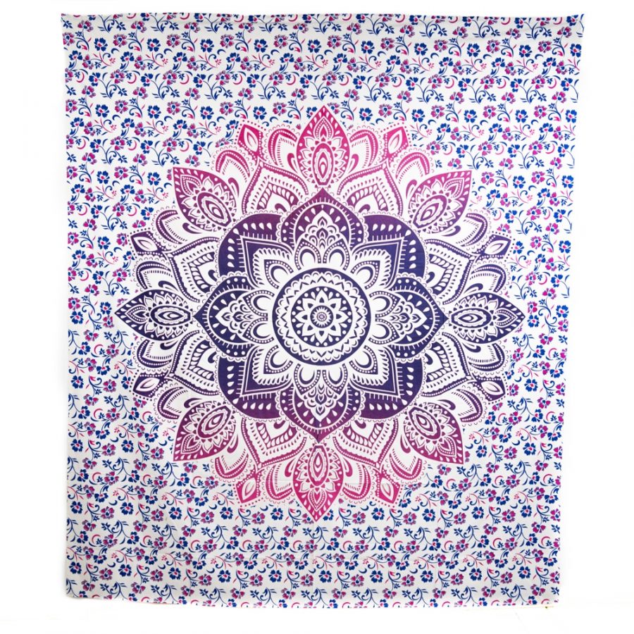 Tapestry Mandala Cotton Blue/Red Authentic (240 x 210 cm)
