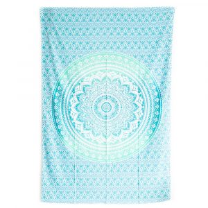 Tapestry Mandala Cotton Green/Blue Authentic (215 x 135 cm)