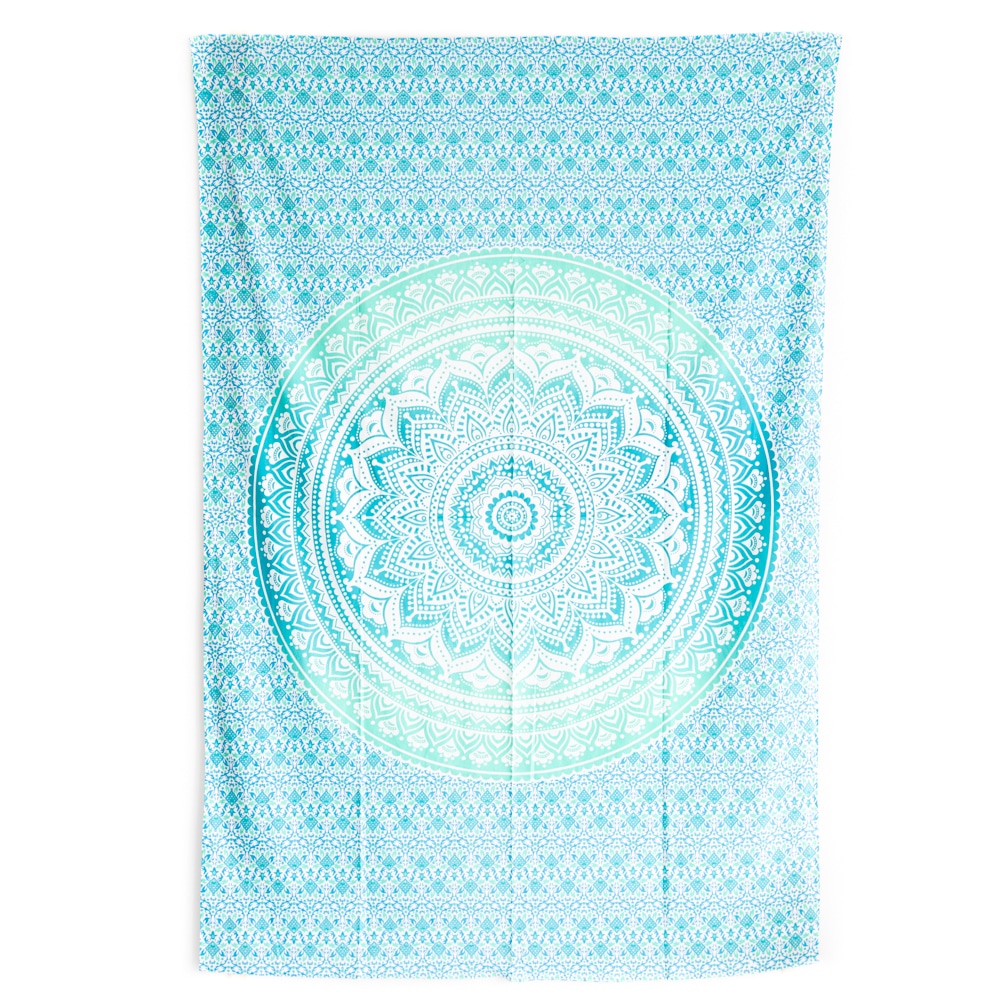 Tapestry Mandala Cotton Green/Blue Authentic (215 x 135 cm)