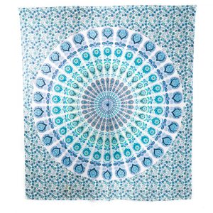 Tapestry Mandala Cotton Blue/Green Authentic (240 x 210 cm)
