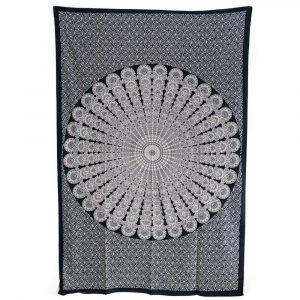 Tapestry Mandala Cotton Black/White Authentic (215 x 135 cm)