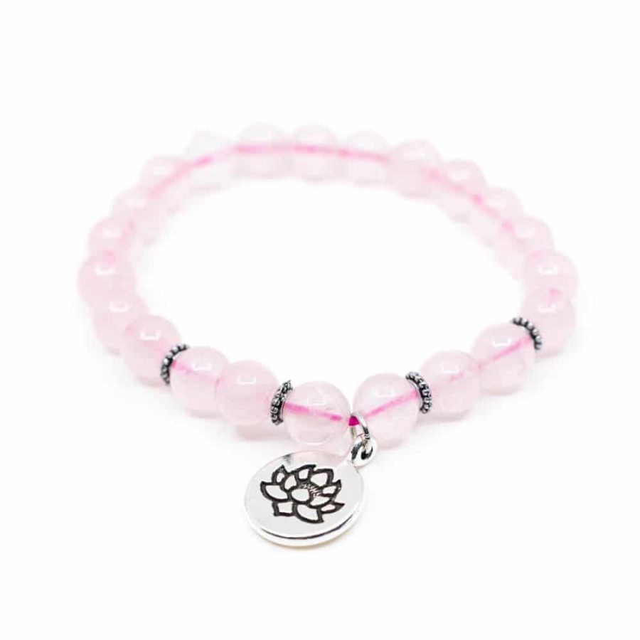 Gemstone Bracelet Rose Quartz with Lotus