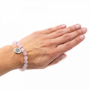 Gemstone Bracelet Rose Quartz with Lotus