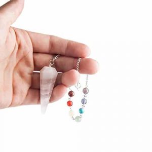 Pendulum - Facet - 7 Chakras Rose Quartz