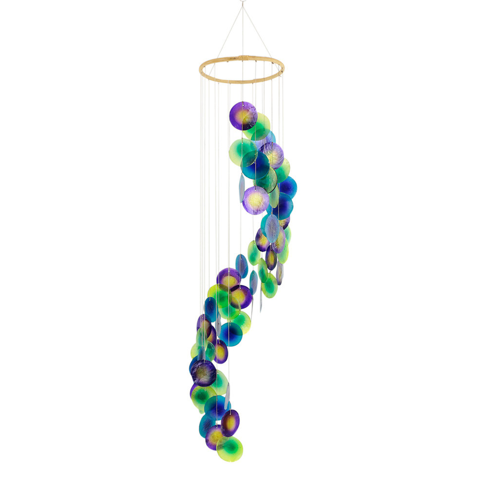 Mobile Capiz Shells Spiral Turquoise/Purple - 75 cm