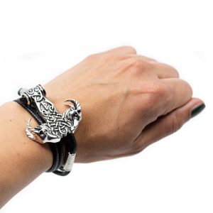 Viking Bracelet Thor's Hammer with Ram Heads