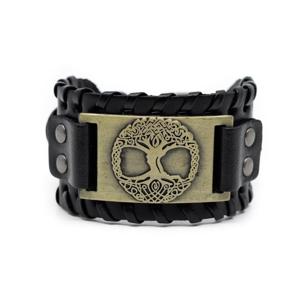 Viking Adjustable Bracelet Norse Tree of Life Imitation Leather