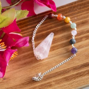 Pendulum - Facet - 7 Chakras Rose Quartz
