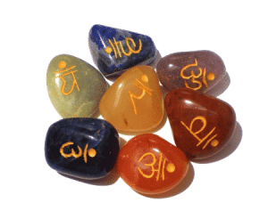 SET 7 Chakra Tumbled Stones with Sanskrit Letters