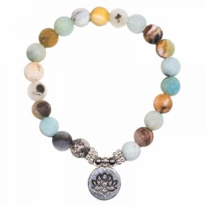 Mala Bracelet Amazonite Elastic with Lotus