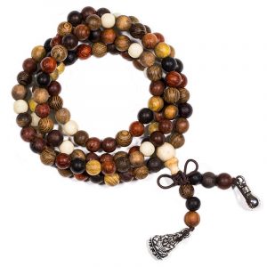 Mala Bracelet Four Timber Types Elastic with Beads for Jewelry