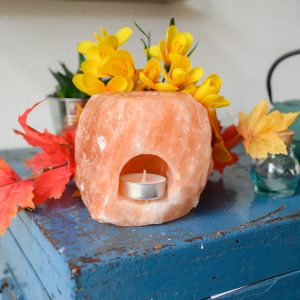 Salt Stone Tea Light Holder Orange Aroma Diffuser (1 kg) 10 x 9 x 9 cm
