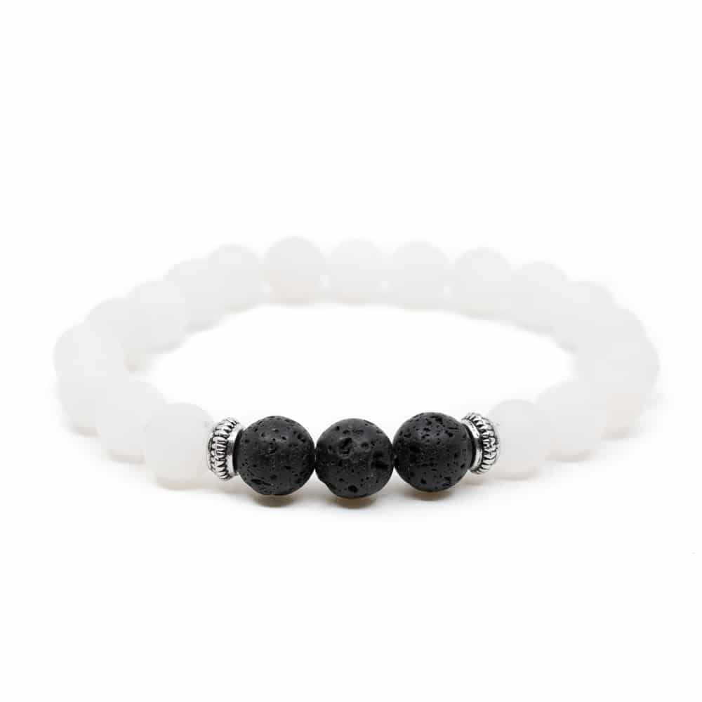 Gemstone Bracelet White Jade / Lava Stones
