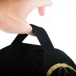 Meditation Cushion Black Gold Flower Imprint