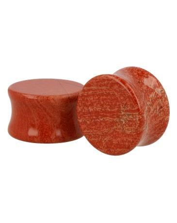 Plug Ear Piercing Per Pair 20 mm Red Jasper