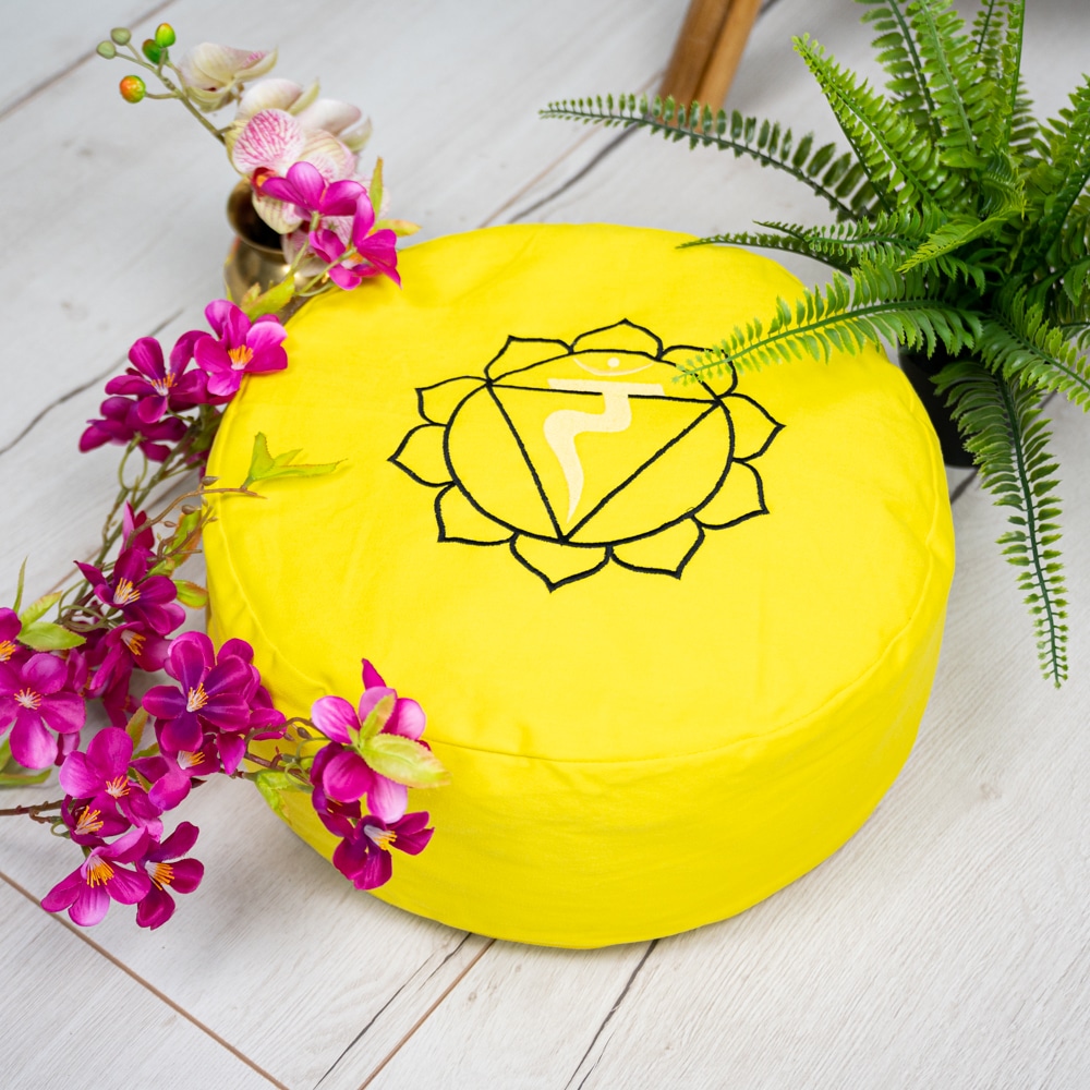 yellow solar plexus chakra meditation cushion