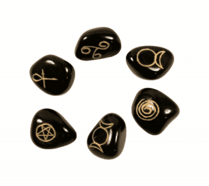 Wicca Symbols Stones Agate Black (Set of 6)