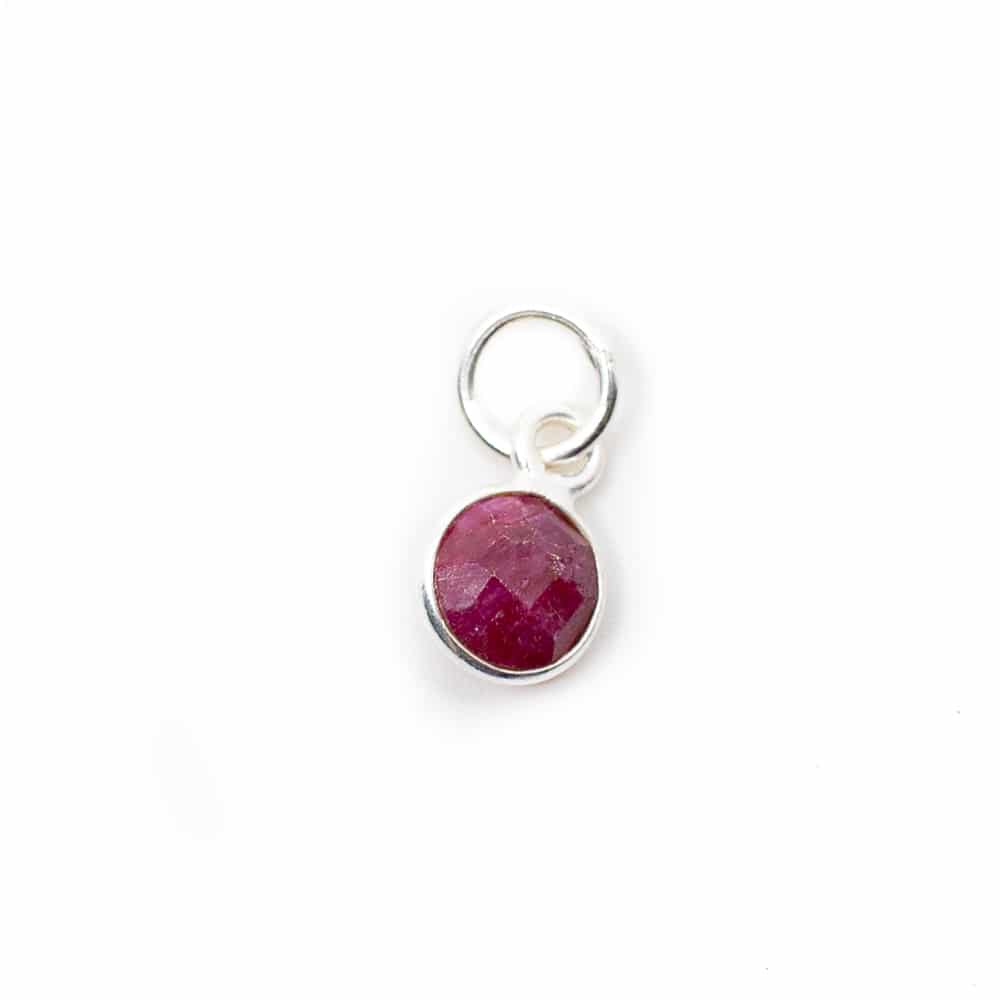 Birthstone Pendant July Ruby 925 Silver (6 mm)