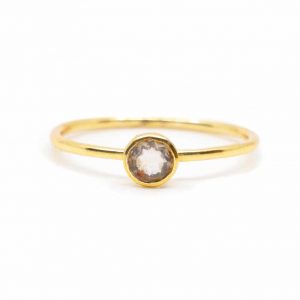 Birthstone Ring Rose Quartz October - 925 Silver & Gold-plated  (Size 17)