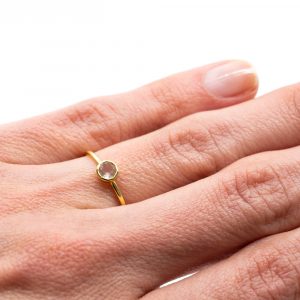 Birthstone Ring Rose Quartz October - 925 Silver & Gold-plated  (Size 17)