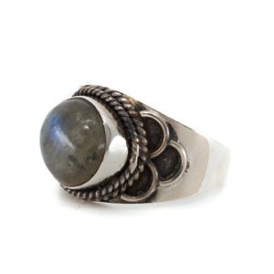 Gemstone Ring Labradorite 925 Silver "Jisha" (Size 17)