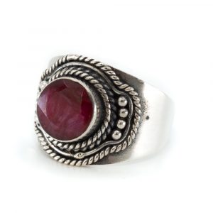 Gemstone Ring Ruby Quartz 925 Silver "Ehna" (Size 17)