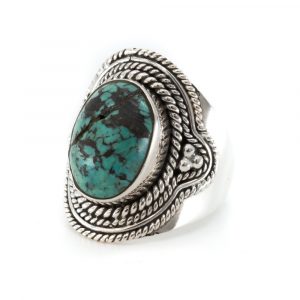 Gemstone Ring Turquoise 925 Silver "Defira" (Size 17)