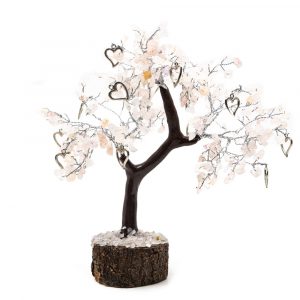 Gemstone Tree Rose Quartz with Hearts (22 cm)