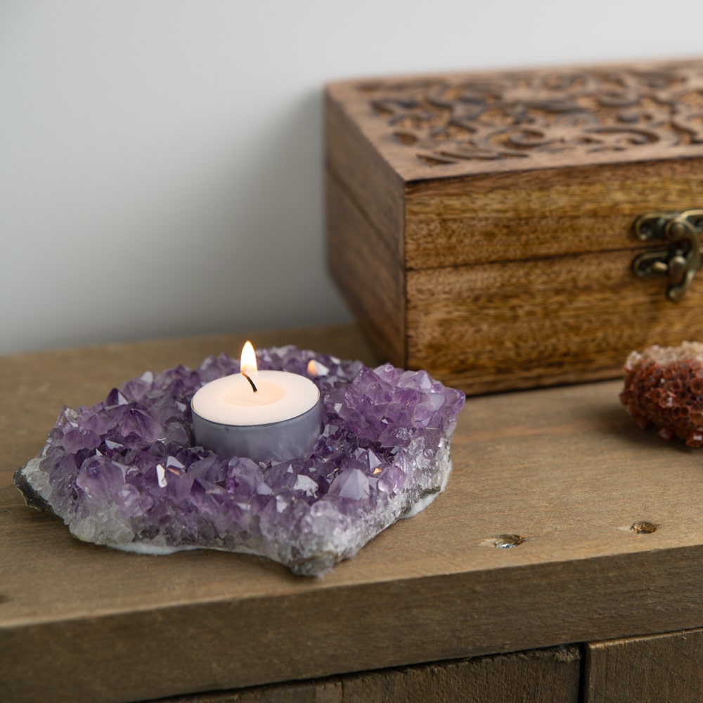 amethyst tea light holder crown chakra