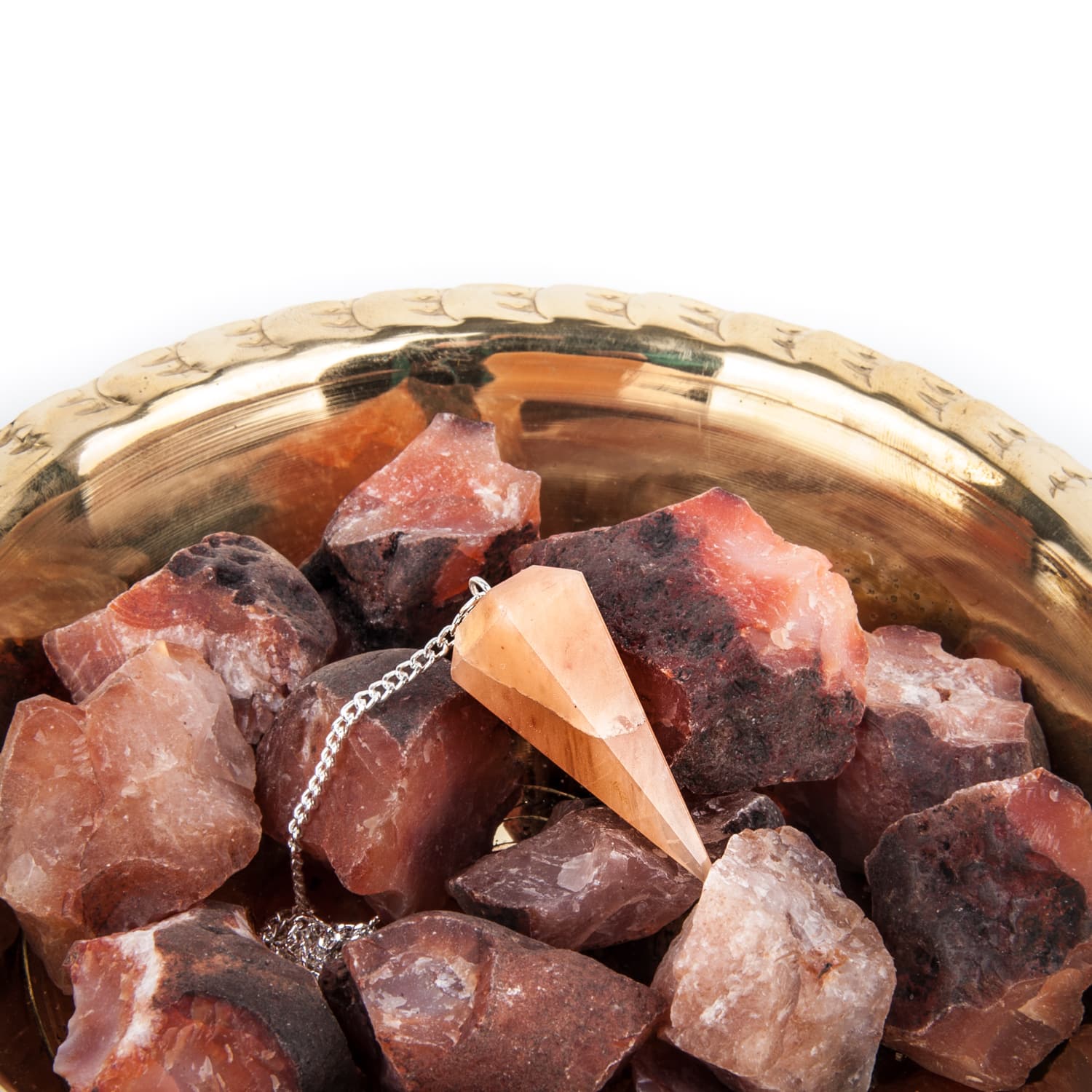 carnelian pendulum and raw carnelian