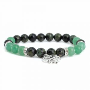 Gemstone Bracelet Aventurine/Labradorite with Four-leaf Clover