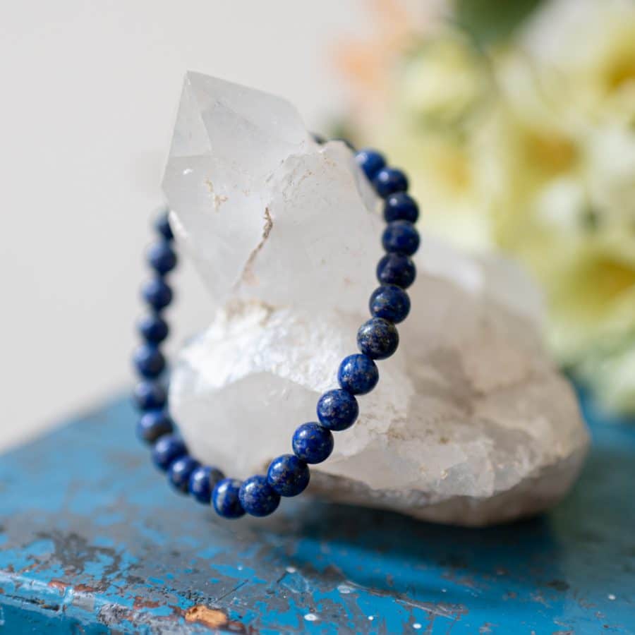 lapis lazuli bracelet on rock crystal