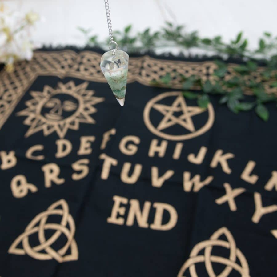 orgonite pendulum ouija mat black