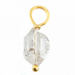 Raw Gemstone Pendant Herkimer Diamond 925 Silver and Gold Plated (8 - 12 mm)