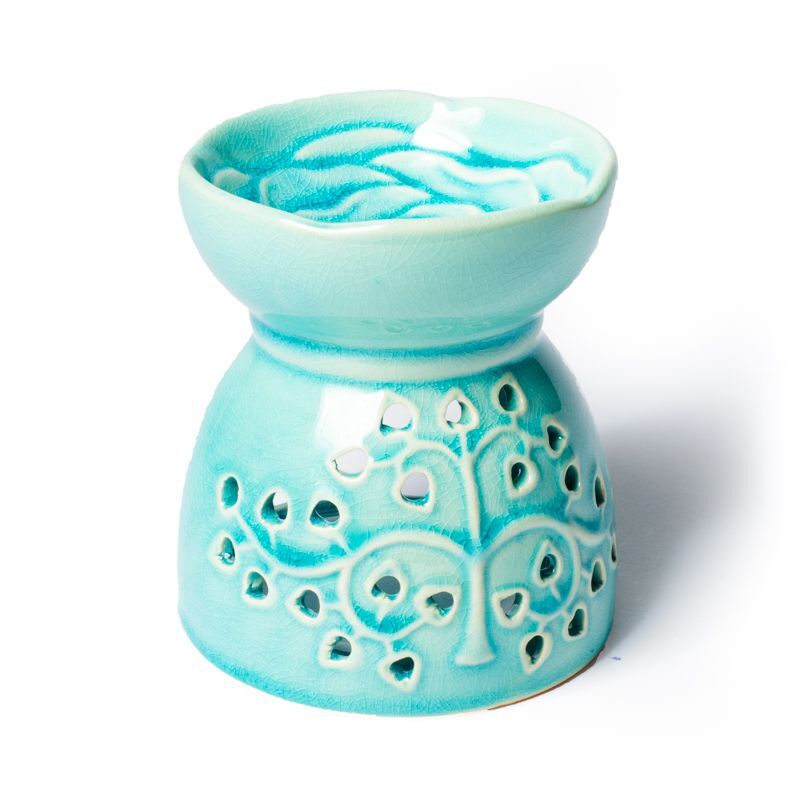 Oil Vaporizer Tree of Life Turquoise Ceramic - 11 x 9.5cm
