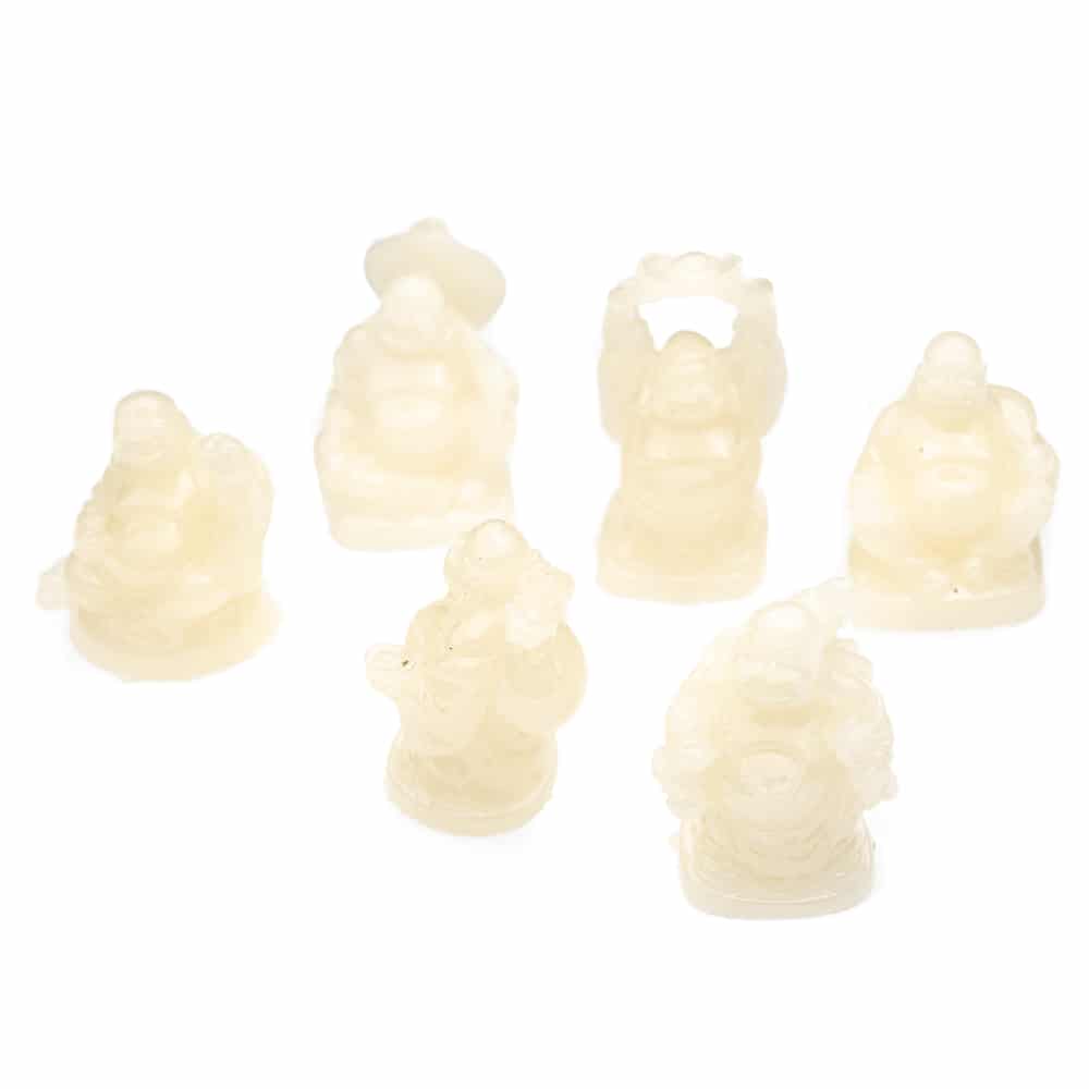 Happy Buddha Statue Polyresin White - Set of 6 - approx. 5 cm