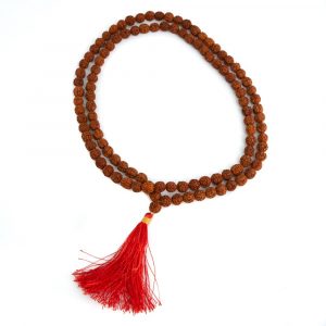 Mala Rudraksha with Red Tassel - 108 Beads